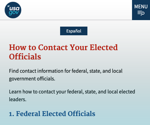Click to get in touch with your elected officials
