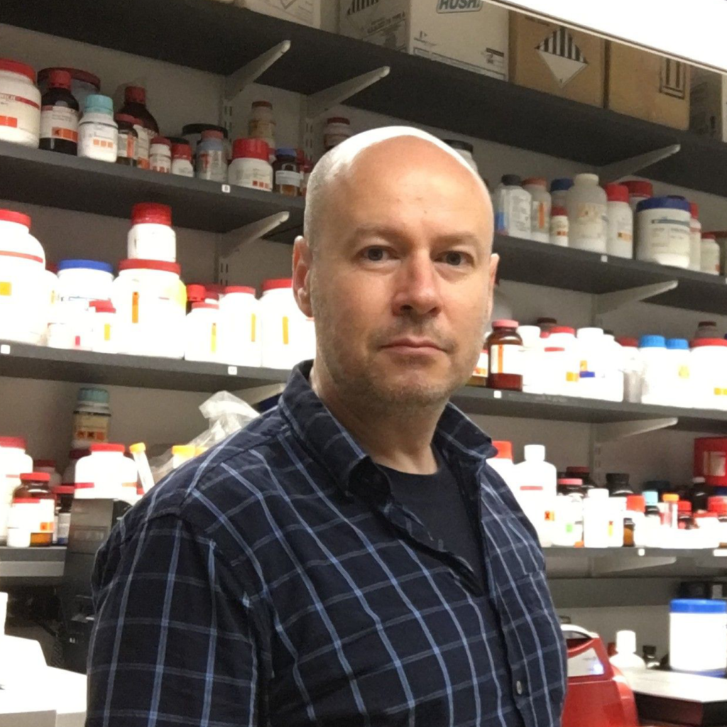 Adrian Salic, Ph.D., in the lab