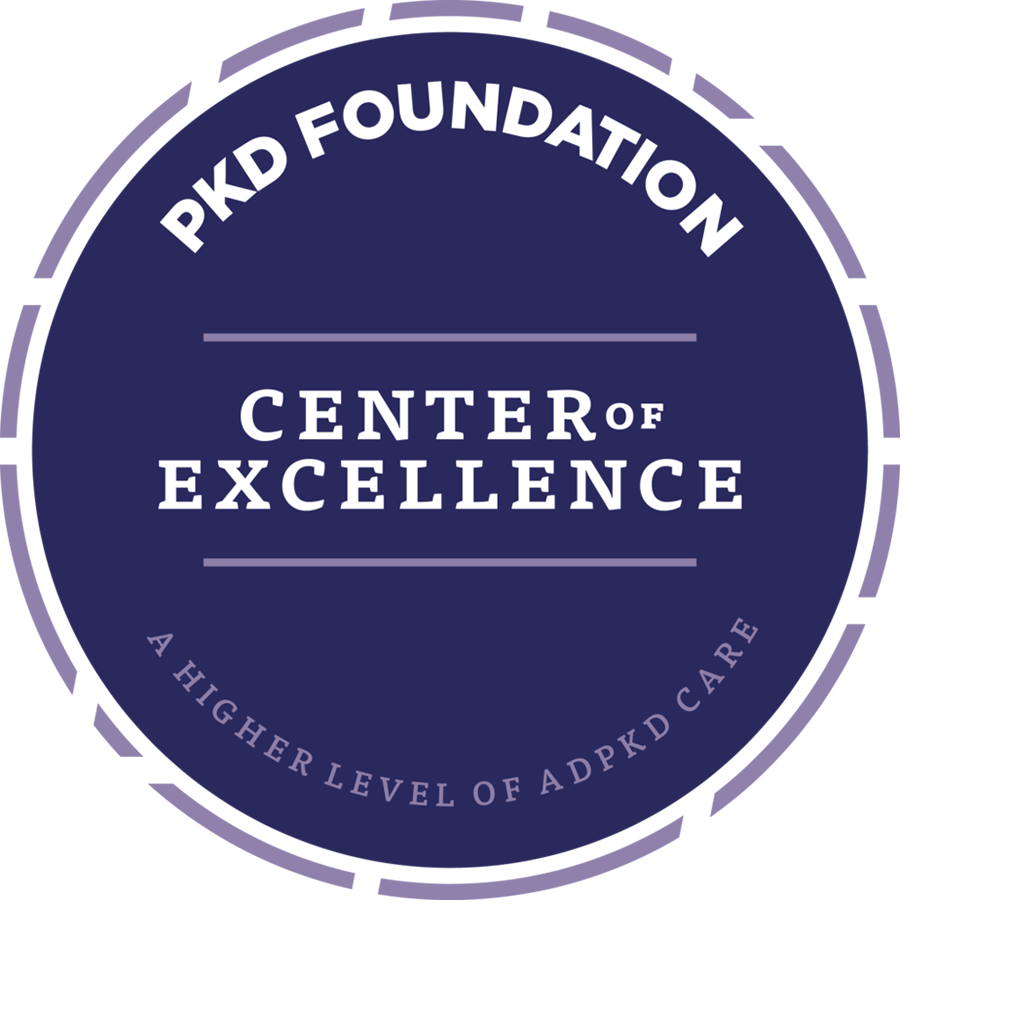 PKD Foundation Centers of Excellence badge in PKD Foundation purple